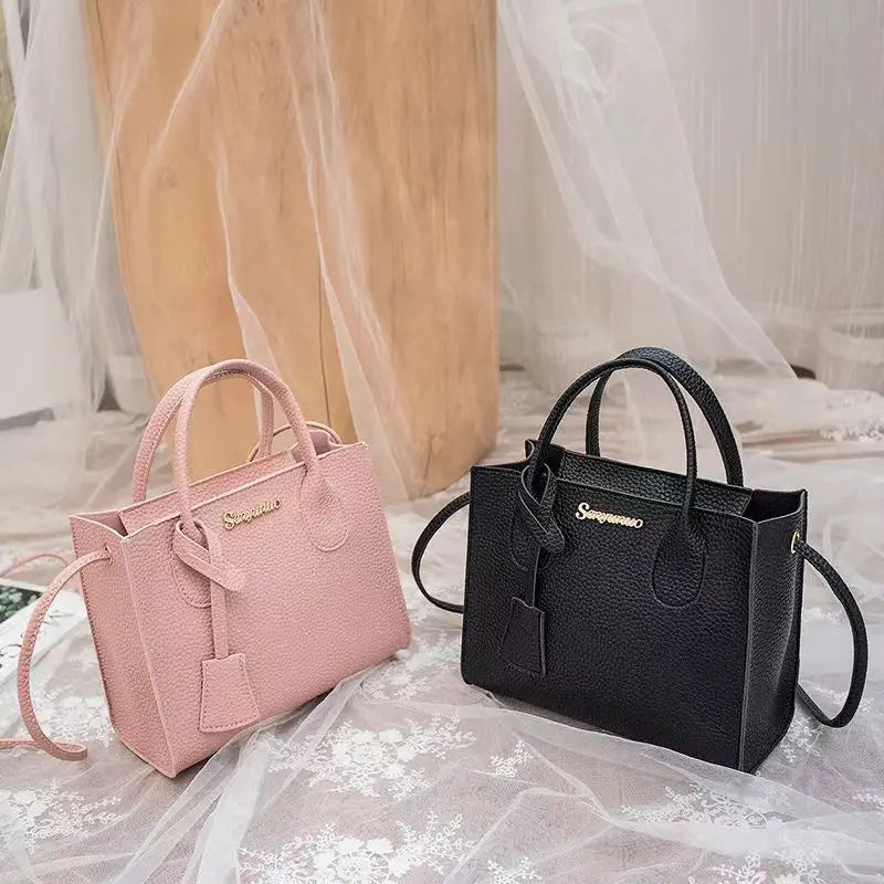 Single-shoulder Crossbody Handheld Triple-use Satchel Portable Leisure Bag Solid Color Lychee Grain Ladies Handbags ﻿