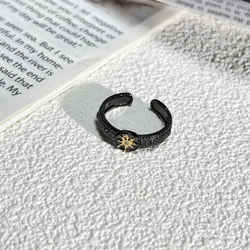 Bohemian Ethnic Style Metal Zircon Opening Adjustable Rings for Women Vintage Personality Rings Party Jewelry Accessories Gifts