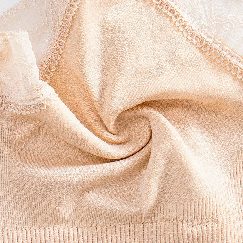 Plus Size Wireless Front Open Nursing Bra Soft Lace Breathable Seamless Maternity Breastfeeding Bras Maternal Support Pregnant