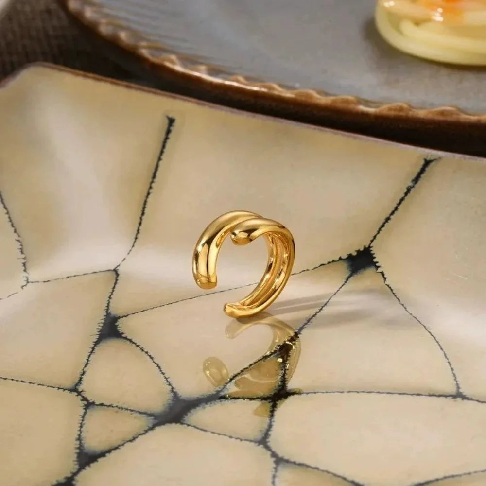 Punk Piercless Ear Clip Earring For Women'S Classic Gold Color Trendy Earcuff Earrings Girl Y2K Daily Wear Jewelry