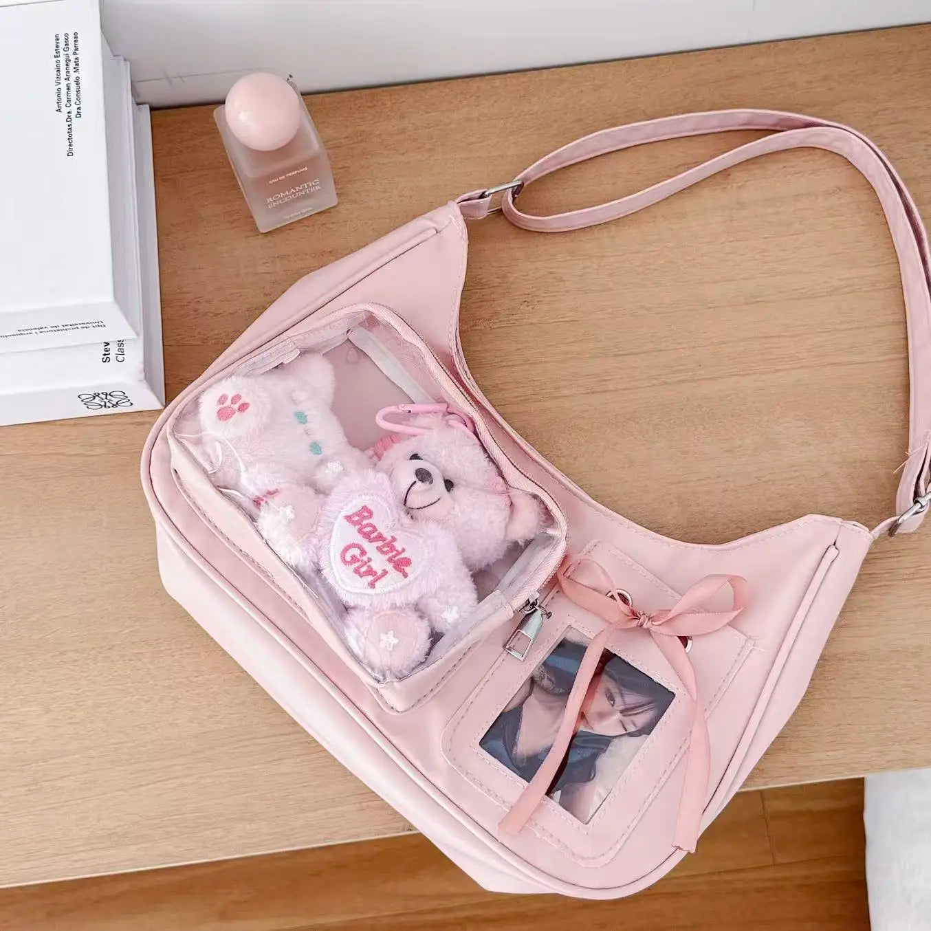 Y2k Harajuku Shoulder Bag Women Korean Transparent Ita Bag School Crossbody Bag Female Japanese Designer Preppy Handbag Purse