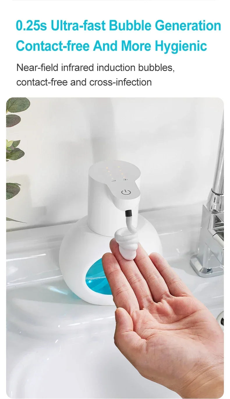 Dispensador automático de jabón 2025 de 420 ml, dispensador de espuma, sensor táctil, dispositivo de lavado de manos con carga USB, montado en la pared
