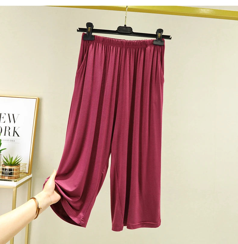 Modal Wide Leg Pants Women's Summer Loose Shorts Thin Casual Pants plus Size Sports Pants Wide Leg Pants Sleepwear