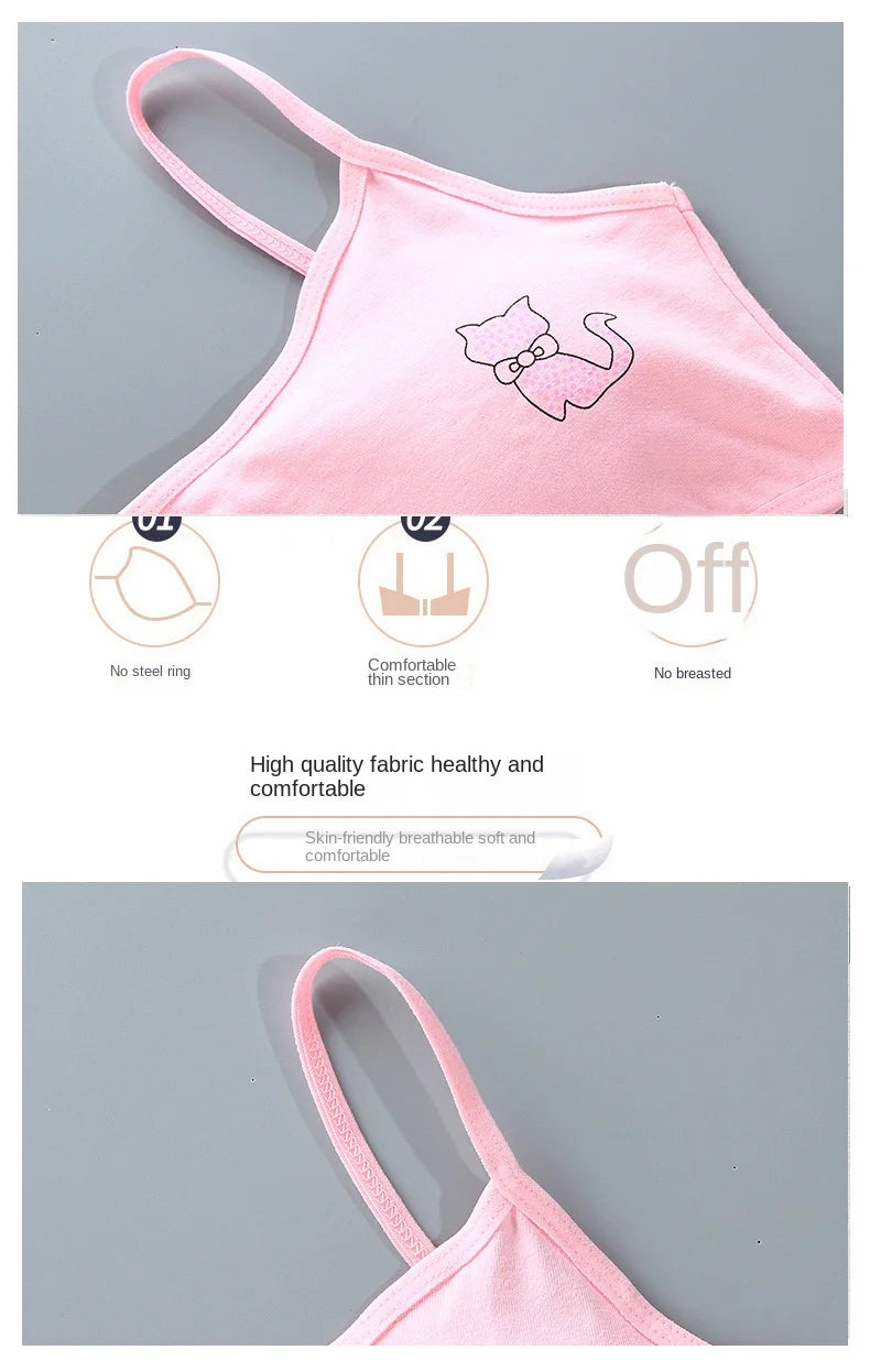 5PCS/Lot Teeange Girls Small Training Bras Purbery School Girl Sports Bra Children Detachable Chest Pad Underwear Kids Tube Tops