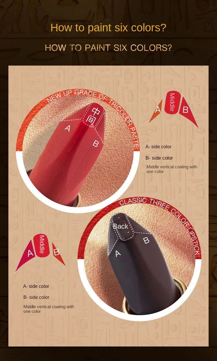 Agag Pharaoh Magic 3Dimensional Magic 6Color Lipstick Does Not Fade No Stain on Cup Cheap Double-Tube Double-Headed One 6-Color