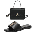 Women's Metal Letter Decorative Flat Slippers - Casual Beach Shoes