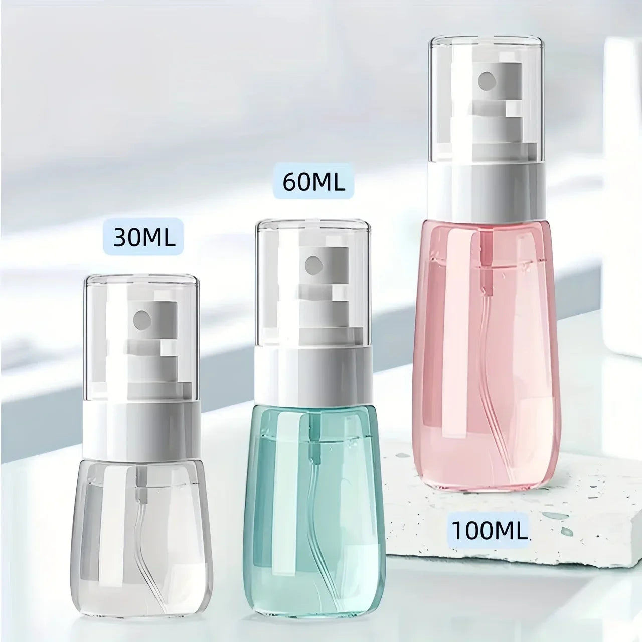 2/4Pcs Refillable Spray Bottles 30/60/80Ml Alcohol Atomizer Mini Fine Mist Liquid Containers Skin Care Makeup Travel Accessorie