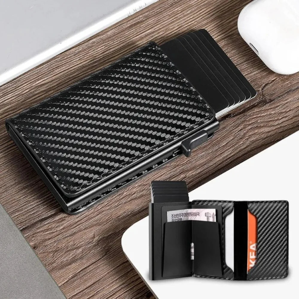 RFID Blocking Aluminum Pop-Up Card Holder Multi-Functional Designer Bank & ID Card Wallet Fashion Business Purse for Men Women