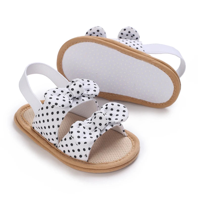Baby Girls First Walker Sandals - Butterfly Knot Soft Cotton Sole