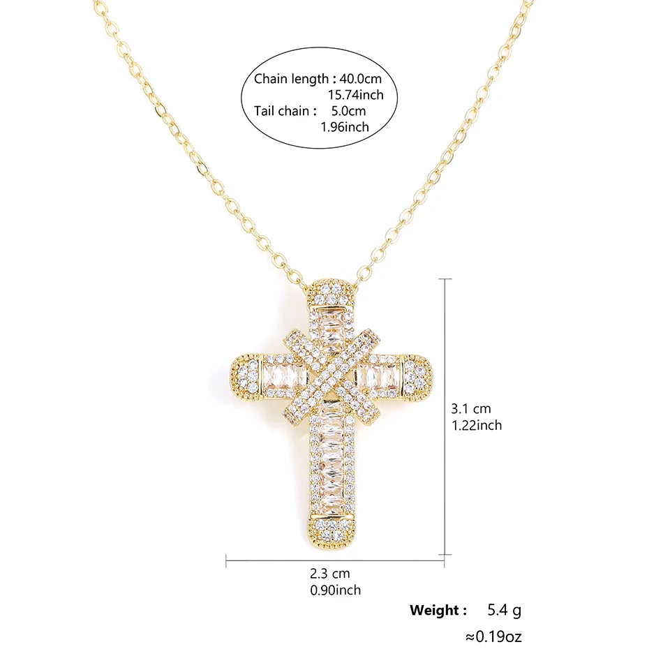 Classic Sparkling CZ Cross Pendant Necklace for Men