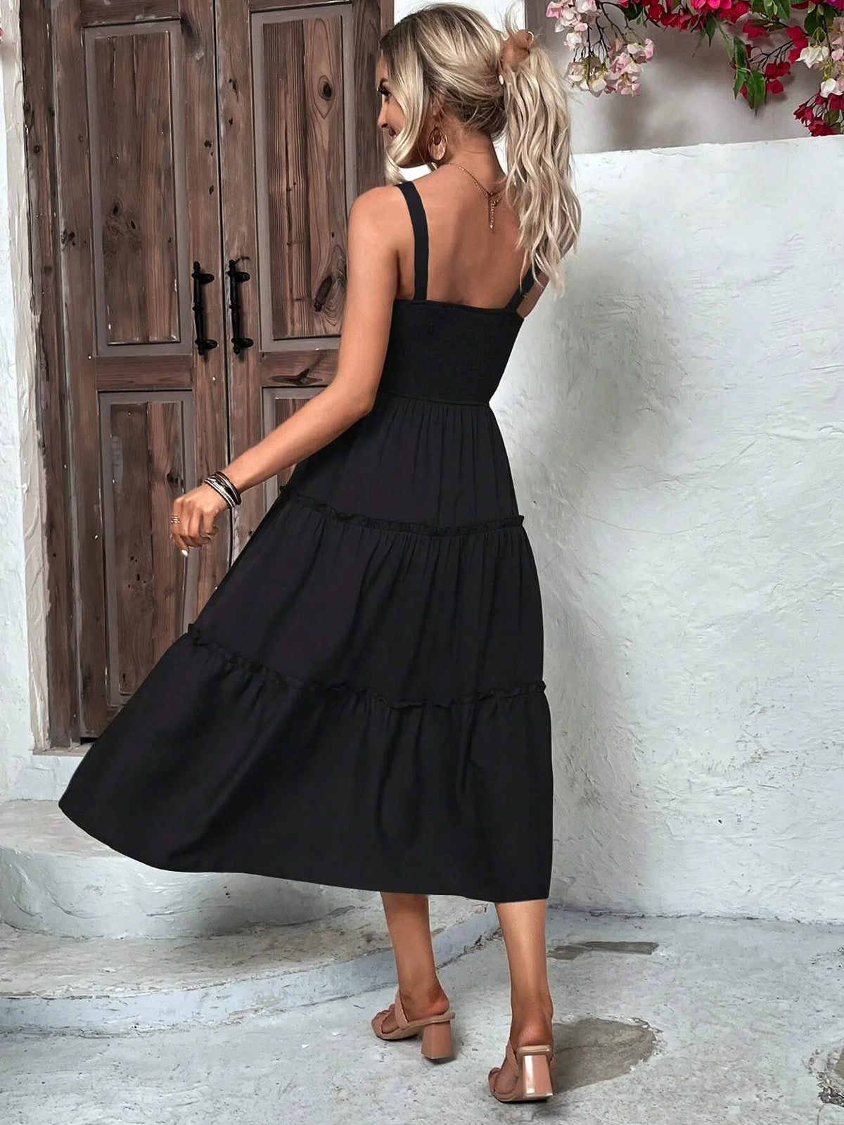 Summer Sexy Bodycon Tube Strap Dress for Party Beachwear Women's Ruched Bust Ruffle Hem Sleeveless Slip Dress