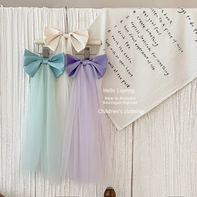 New Summer Baby Girls Sleeveless Tulle Princess Party Dress Layered Ruffle Fluffy Tutu with Large Back Bow Party Wedding P2516