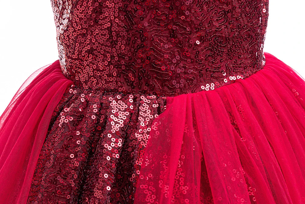 HETISO Fashion Girls Sequin Princess Dress Tulle Sleeveless Banquet High end Lace Evening Ball Gown for Kids Child 2-6 Years