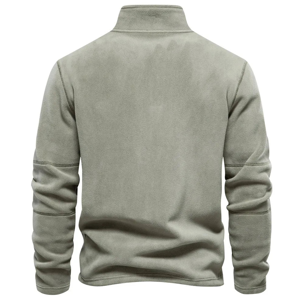 Men's Fleece Lined Hoodie Zip up Long Sleeve Stand Collar Versatile Winter Sweatshirt Business Casual Comfortable Polyester