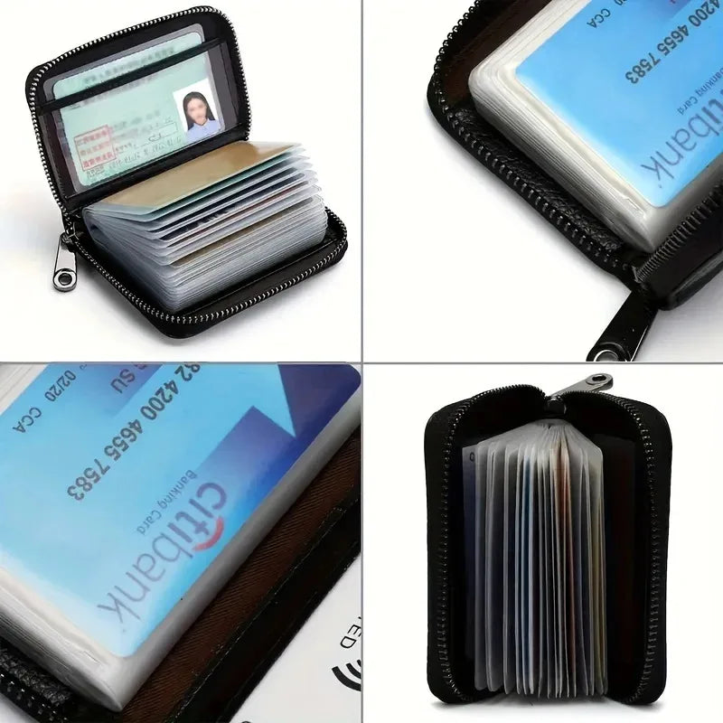 Unisex Minimalist RFID Blocking Card Holder Wallet With Zipper Coin Pocket Slim Credit Card Case For Men Women Small Purse