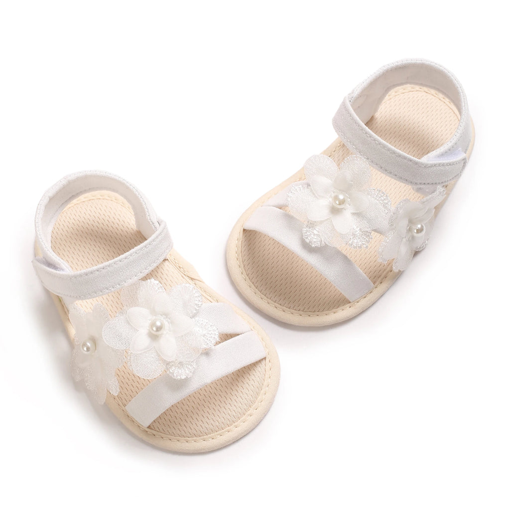 New big bow floral 0-18 months baby princess shoes sandals breathable PU upper walking shoes