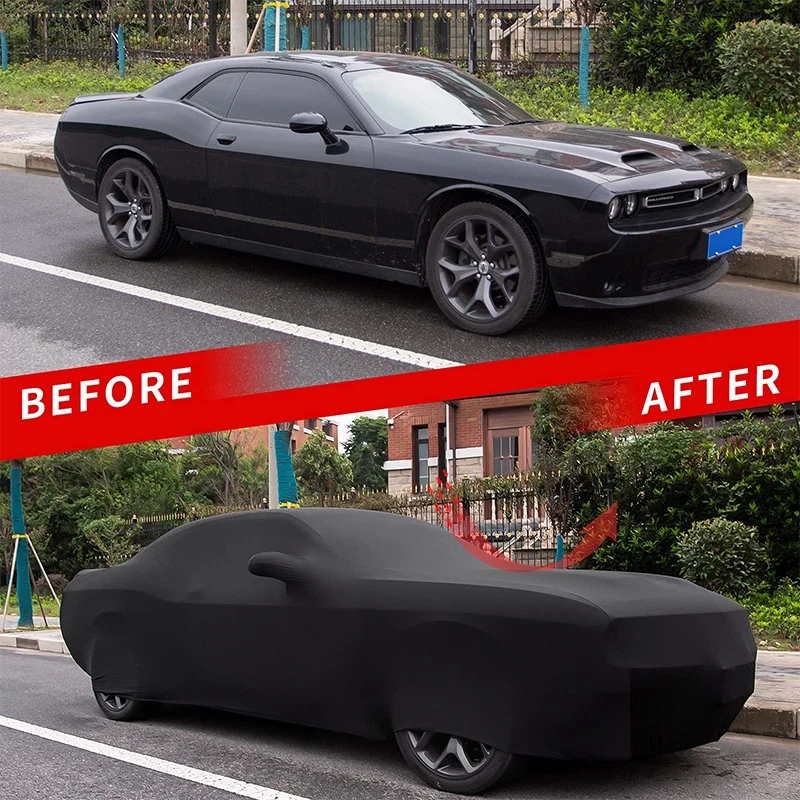 Black Full Car Indoor Cover Stretch Stain Indoor Dustproof Resistant UV Protection For Ford Mustang 2010-2021 Custom