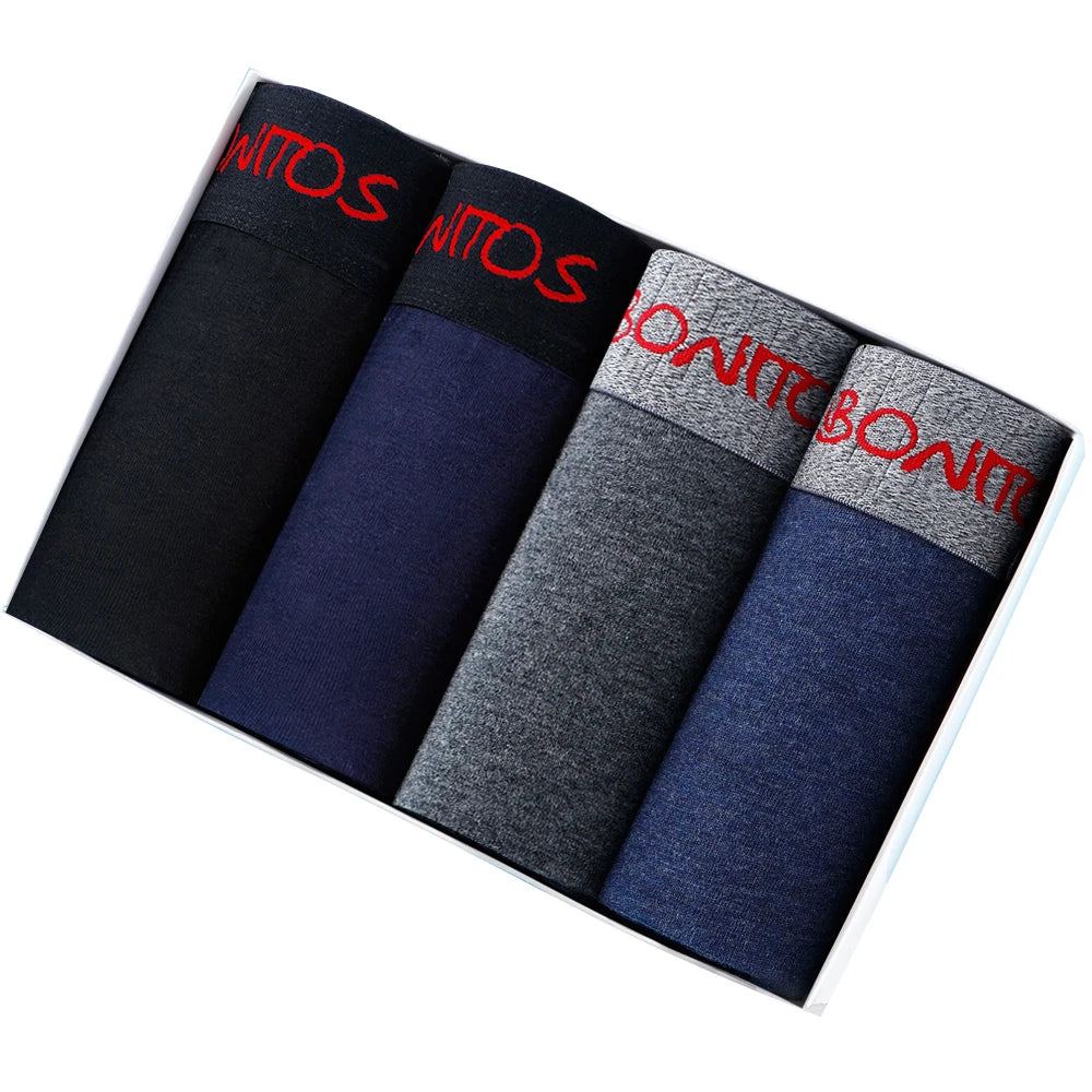 Men's Cotton Boxer Shorts 4-Pack – Soft Breathable Everyday Comfort Underwear