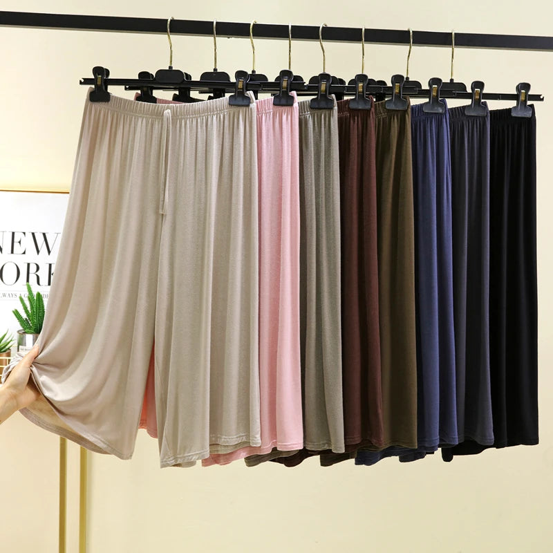 plus Size Modal Seven-Foot Pants Women Summer Loose Wide Leg Pants Elastic Waist Casual Home Pants Shorts Home Clothes