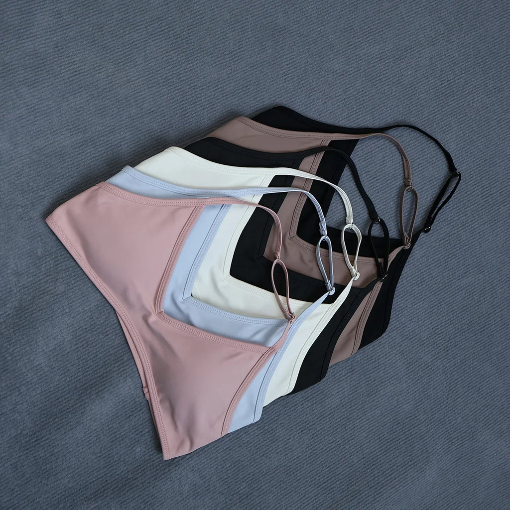 Women's Summer Halter Neck Padded Sports Yoga Bra Shock Absorption Support Backless Crop Top for Outdoor Running And Gym