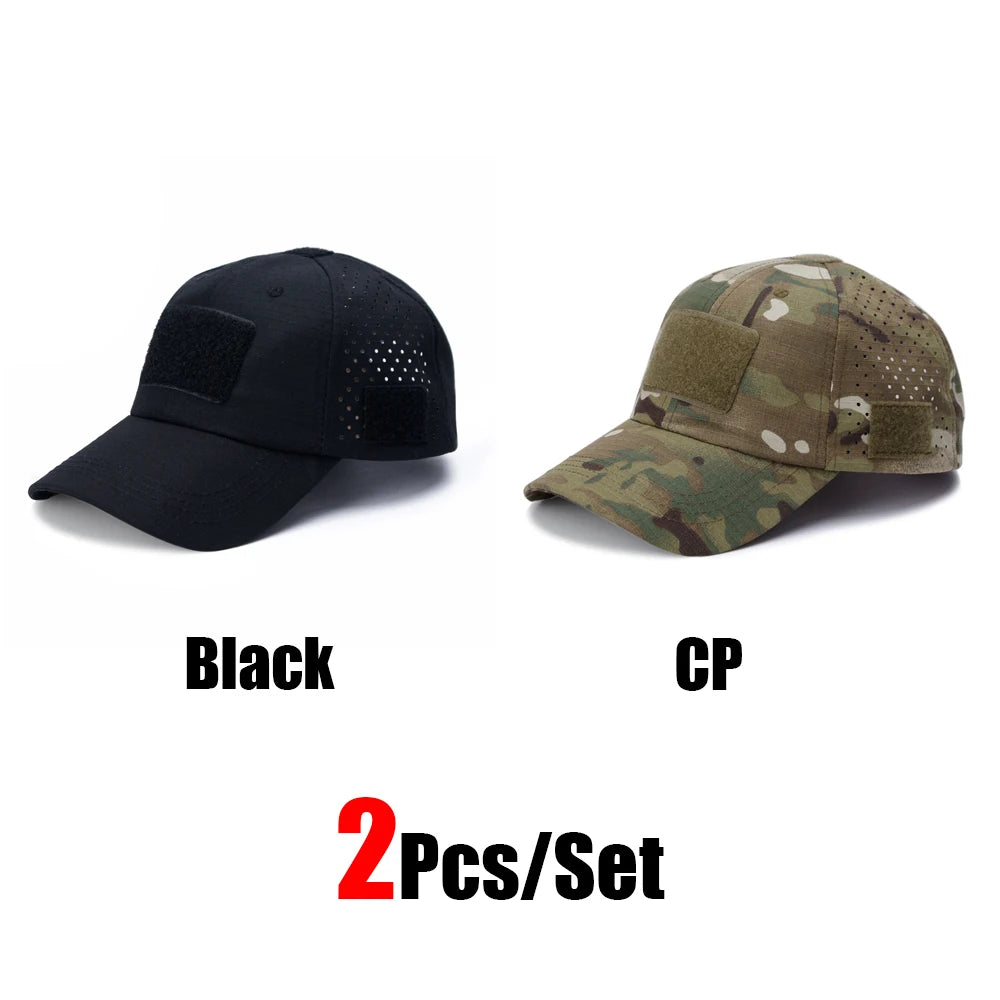 1/2Pcs New Men Camouflage Baseball Cap Breathable Sunscreen Hat Outdoor Sports Hunting Hiking Camping Beach Fishing Sun Hat
