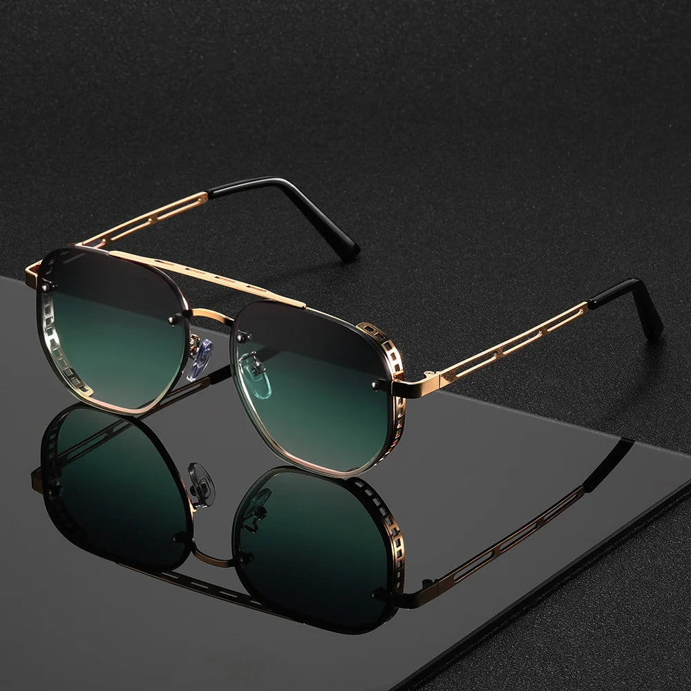 Classic and fashionable double-beam metal sunglasses, high-end, simple and versatile Sun Glasses for Man Women