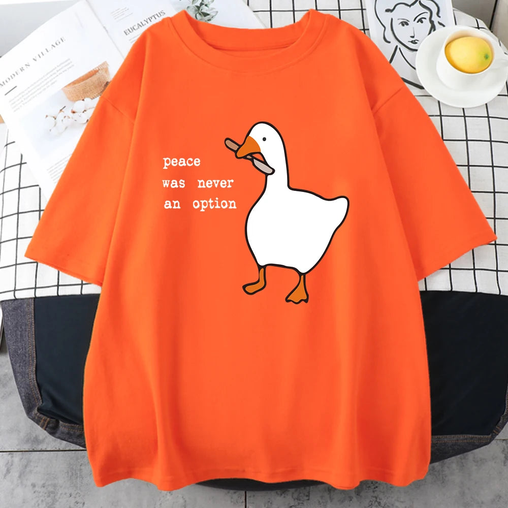 Peace Was Never An Option Prints Mans Cotton Tee Clothing Creativity All-Math Short Sleeve Fashion Casual Loose Tops Men T-Shirt