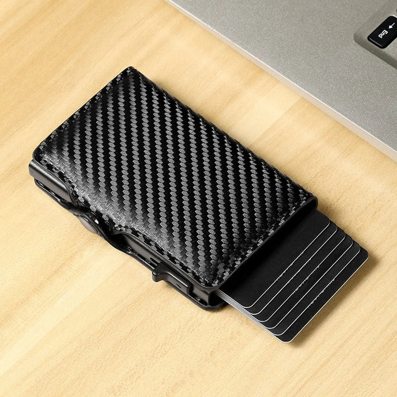 RFID Blocking Credit Card Holder Minimalist Men Wallet Carteira Masculina Money Bag Carbon Fiber Id Bank Cardholder Coin Purse