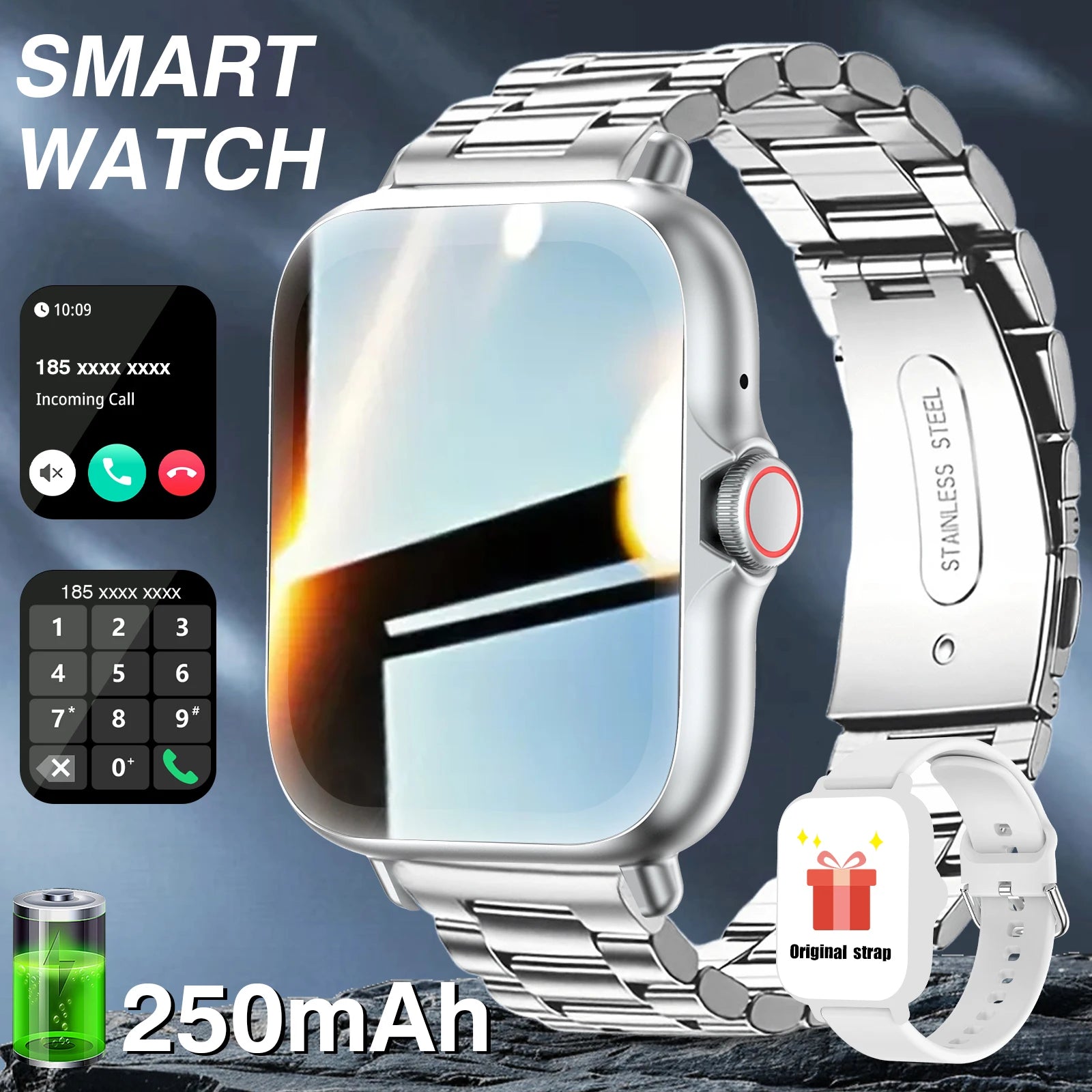 Smart Watch Compatible for iPhone & Android, Wireless Call, HD Touch Screen Fitness Tracker with Pedometer, Step Tracker, Music,Weather Display,Wireless Smartwatch for Men & Women