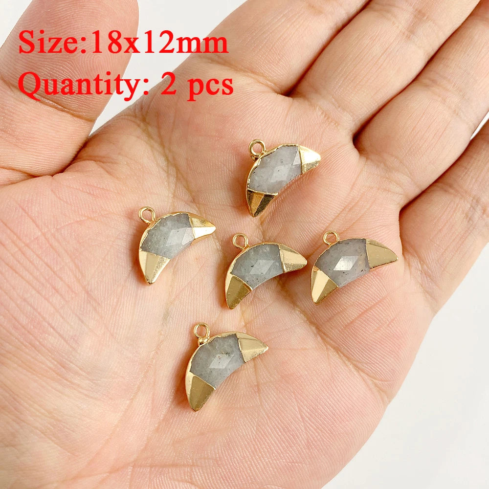 2PCS Natural Labradorite Stone Pendant - Irregular Jewelry Charm