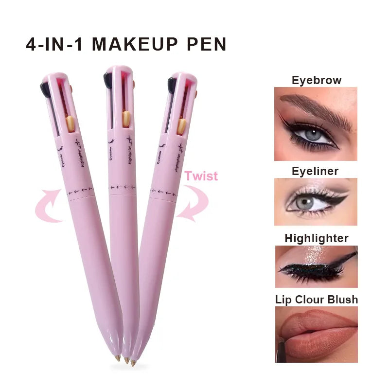 4-in-1 multi-functional lip liner, eyeliner and eyebrow pencil 4-color set