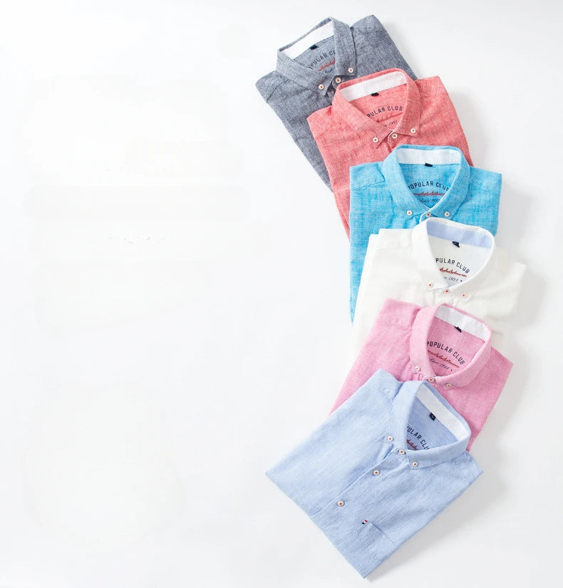 cotton linen Shirts Longsleeve Shirt for Men clothing pure colored Casual hemp shirt camisa masculina mens dress shirts