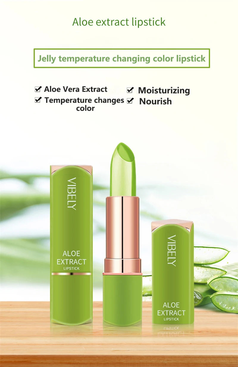 Aloe Vera Temperature Color Changing Lipstick Moisturizing Jelly Lip Balm Long Lasting Nourishing PH Reactive Lip Gloss Lip Care
