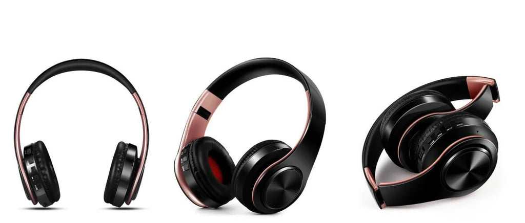 Auriculares inalámbricos dorados para hombre, audífonos estéreo con Bluetooth y micrófono incorporado, universales para Android e iOS