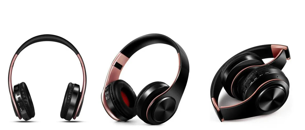 Auriculares inalámbricos dorados para hombre, audífonos estéreo con Bluetooth y micrófono incorporado, universales para Android e iOS