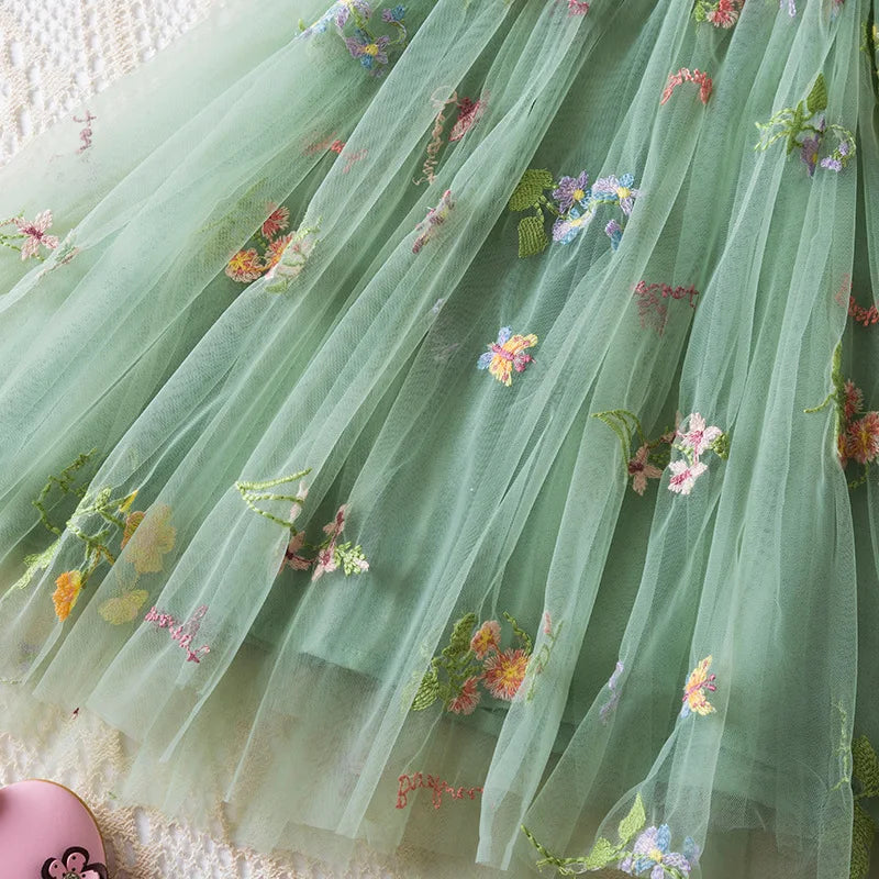 2026 All New Summer Tulle Toddler Girls Princess Dress 3D Butterfly Floral Embroidery Puff Skirt Girl's Party Gift Dress