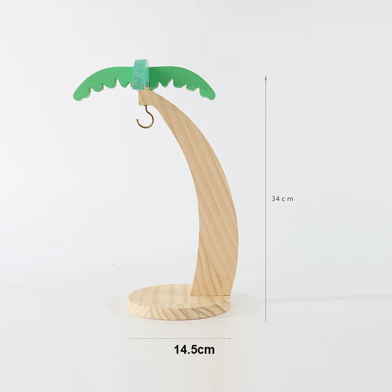 Wooden Banana Rack Hanging Kitchen Rack Simulated Leaf Decorative Fruit Vertical Storage Rack with Hook Kitchen Decoration