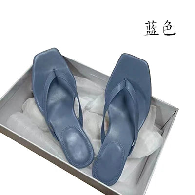 Leather High Heel Sandals For Women Elegant Chic Square Toe With Herringbone Design 2024 Summer