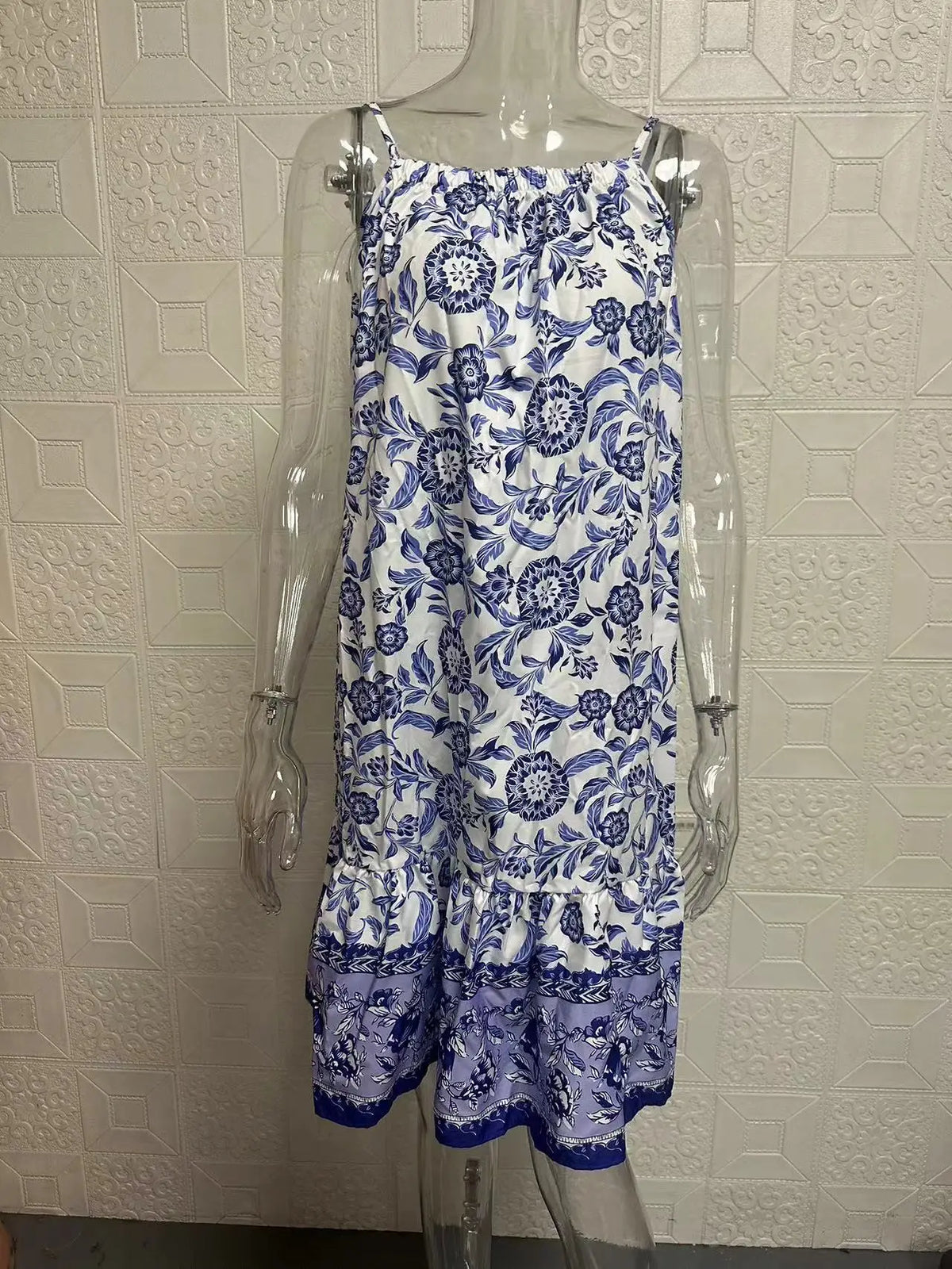 Women Floral Print Sleeveless Spaghetti Strap Beach Bohemian Dresses Ladies Vacation Summer Boho Midi Dress Robe