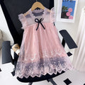 Girls Pink Princess Dress | Mesh Applique Summer Dress
