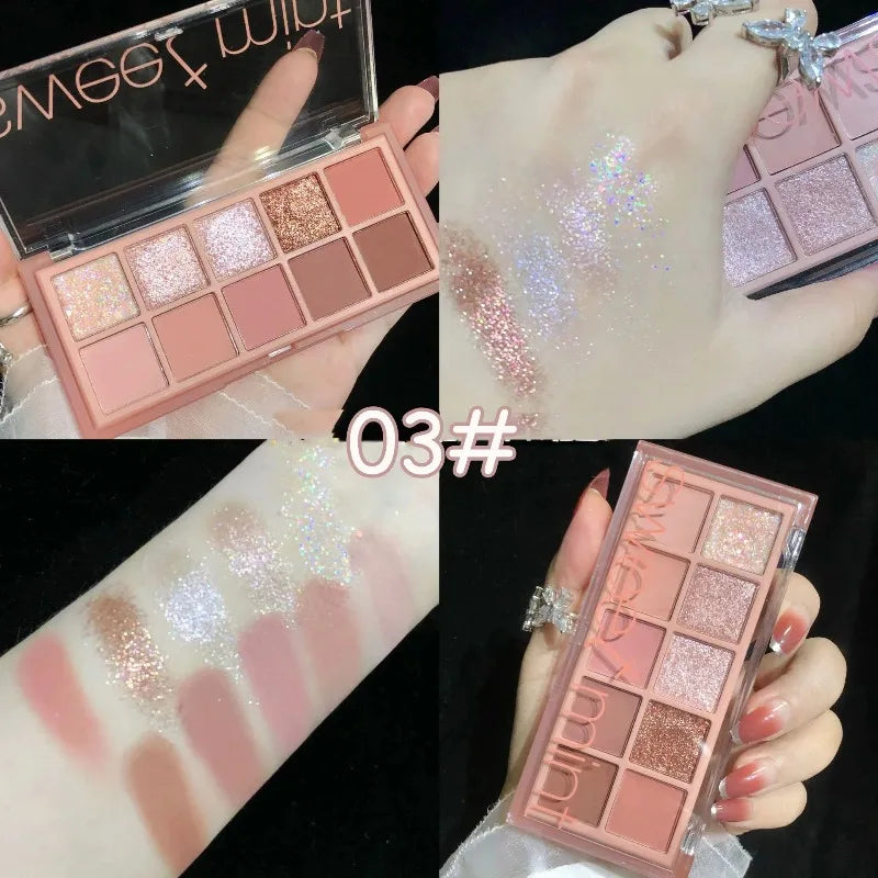 10-Color Eyeshadow Palette - Matte and Shimmer Waterproof Makeup