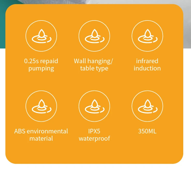 Dispensador de jabón automático sin contacto con sensor inteligente de 350 ML de capacidad para mesa o pared, bomba de desinfectante de manos para cocina y baño