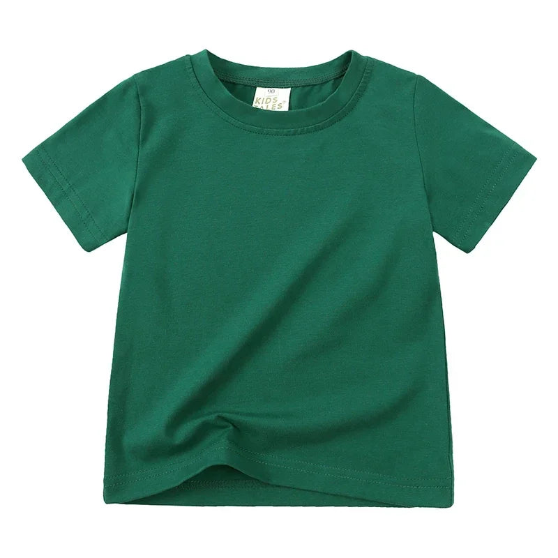 Kids Summer Cotton T Shirt Breathable Solid Tee For Boys And Girls 12M To 9T Lightweight Everyday Casual Shirt