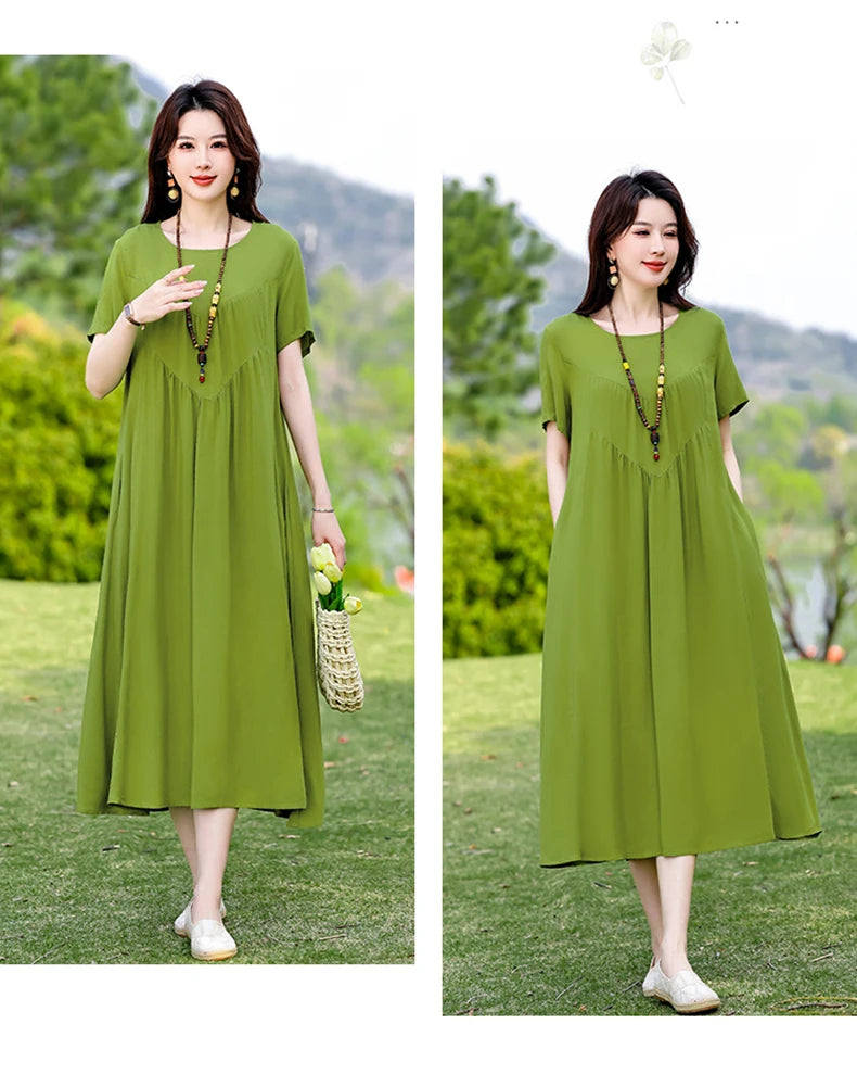 New Print plus size 2026 New Fashion Floral Printed Summer Dress Vestidos Elegant Short Sleeve Slim O-Neck Party Women clothing