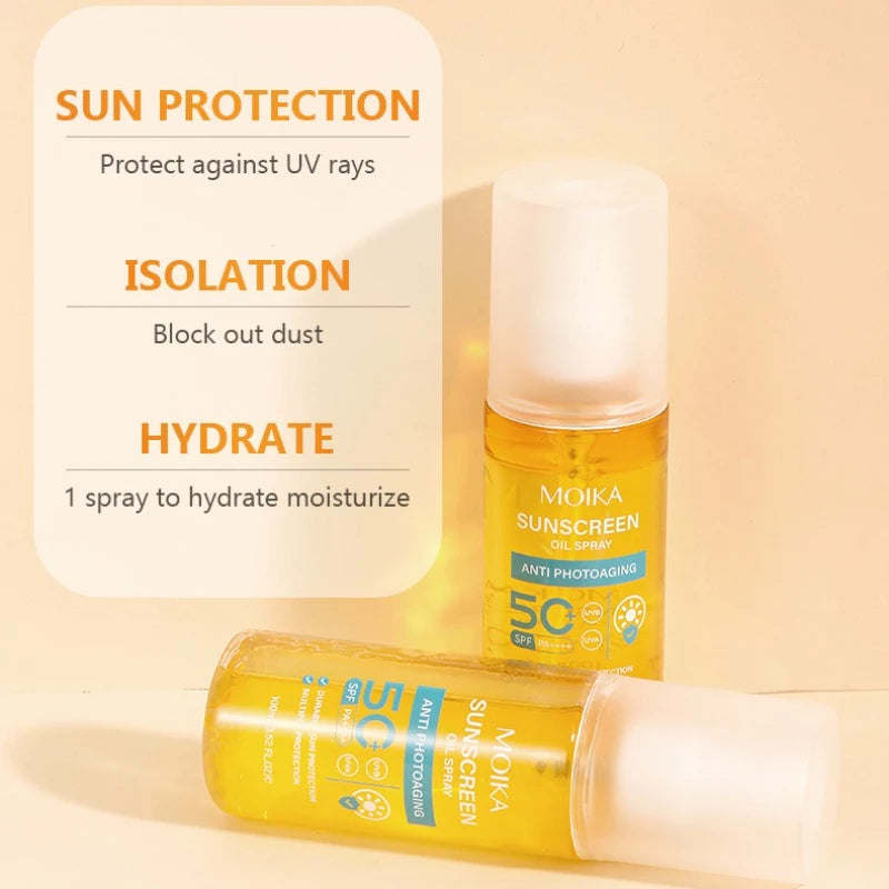 Facial Body Sunscreen Oil Spray Whitening Sun Cream Sunblock Skin Protective Cream Anti-Aging Oil-control Moisturizing SPF50+