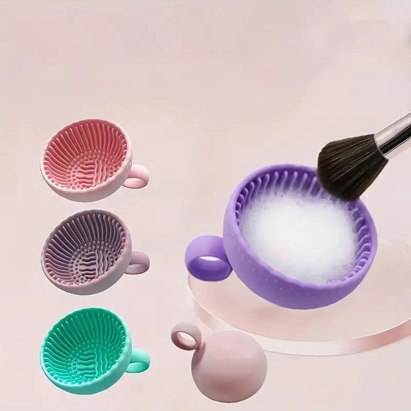 1Pc Quickclean Makeup Brush Cleaner - Premium Silicone Scrubber & Non-Slip Bowl - Effortless Deep Cleaning For All Facial
