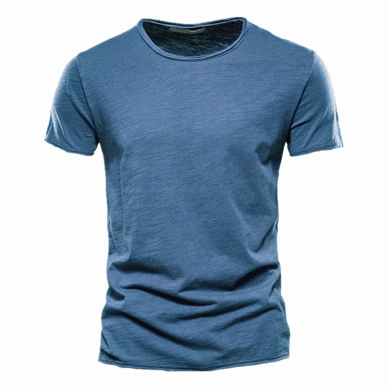 Aiopeson 100% Algodón Hombre Cuello V Camiseta Ajustada de Confort Premium Casual