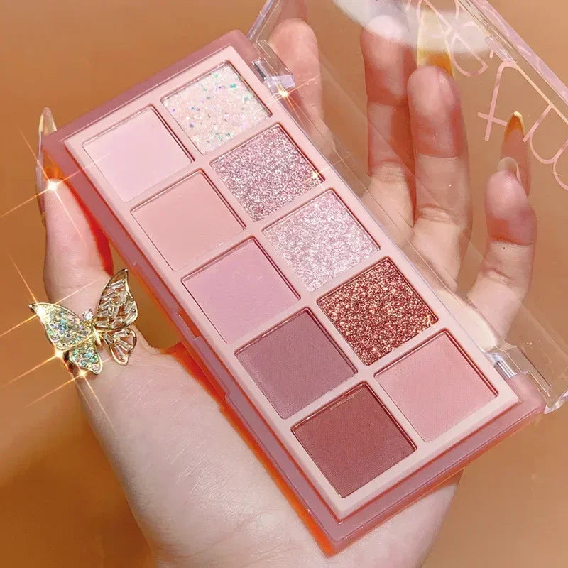 10 Colors Eye Shadow Palette Glitter Pearly Eyeshadow Nude Shiny Long Lasting Waterproof Charming Eyes Make Up Palette Cosmetics