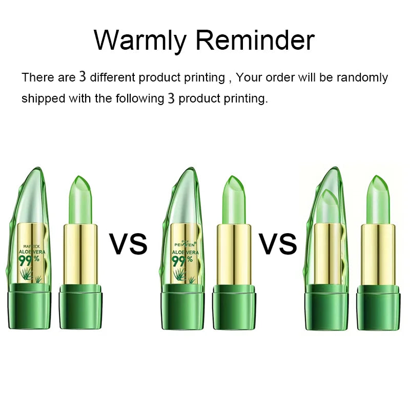 Aloe Vera Warm Change Lipstick for Long-Lasting Lip Protection, Moisturizing and Color Changing, Magical Color Change