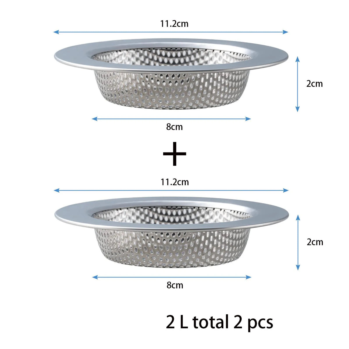 2 Pcs Stainless Steel Kitchen Sink Strainer Drain Hair Catcher